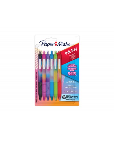 Boligrafo paper mate inkjoy 300 retractil coleccion de estilo trazo 1 mm blister de 6 unidades colores surtidos