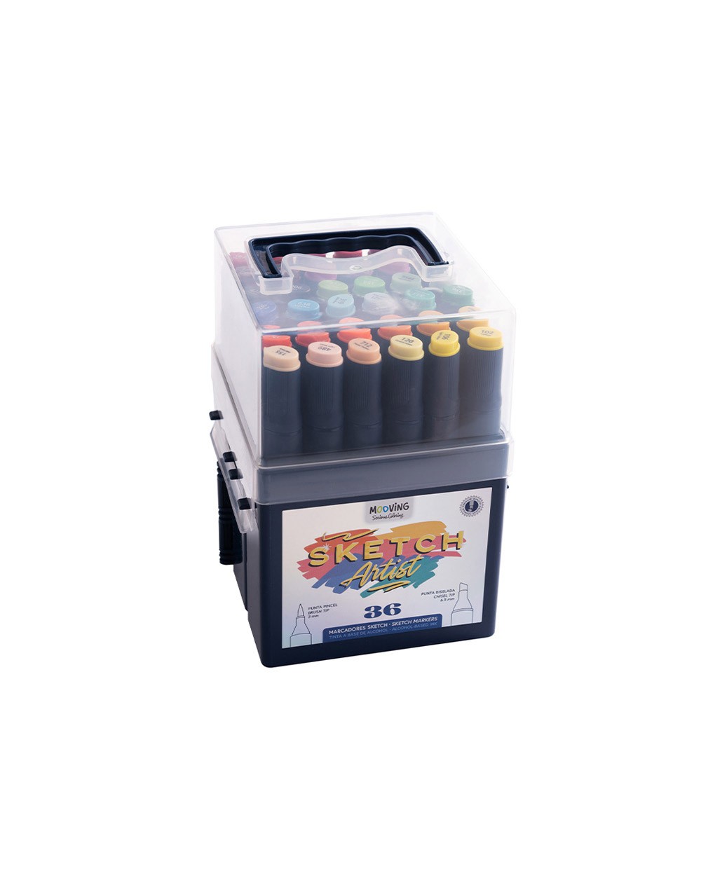 Rotulador mooving sketch artist doble punta pincel biselada caja de 36 unidades colores surtidos