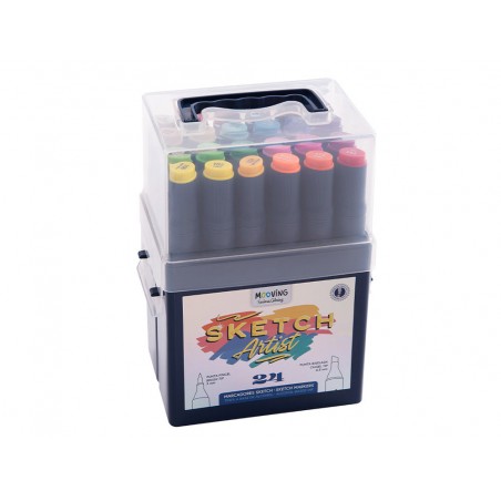 Rotulador mooving sketch artist doble punta pincel biselada caja de 24 unidades colores surtidos