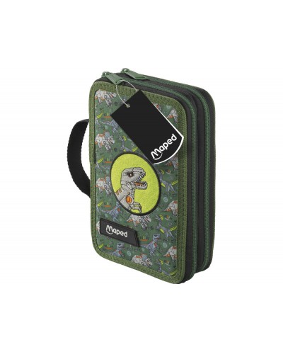 Plumier escolar maped doble cremallera dinosaurio 38 piezas