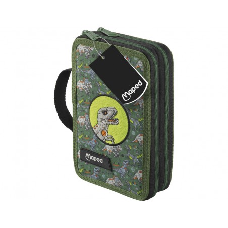 Plumier escolar maped doble cremallera dinosaurio 38 piezas
