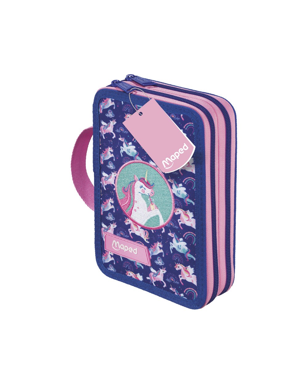 Plumier escolar maped doble cremallera unicornio 38 piezas