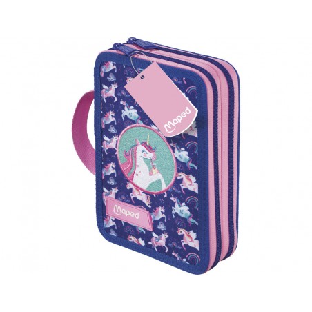 Plumier escolar maped doble cremallera unicornio 38 piezas