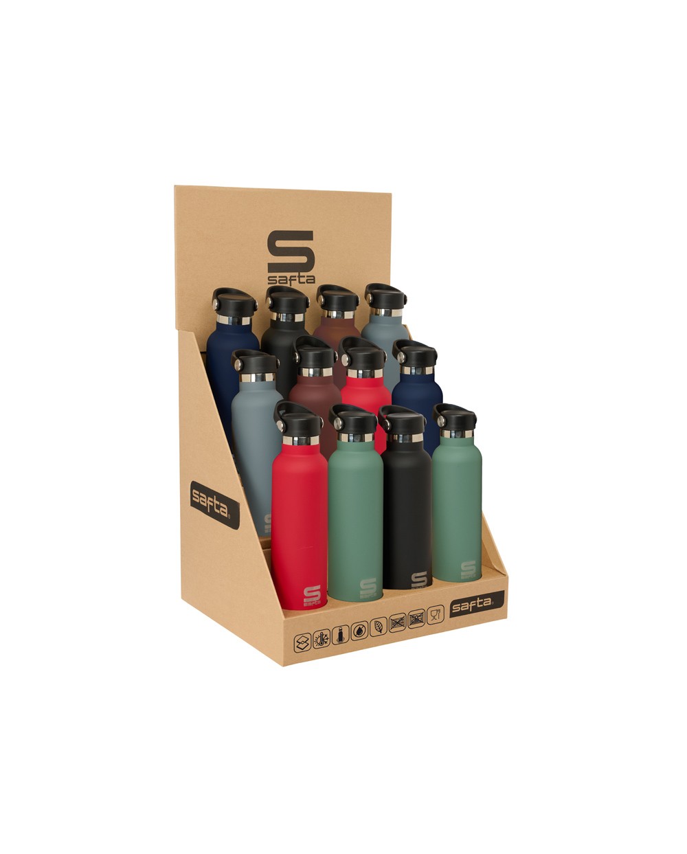 Botella termo safta exterior goma 600 ml expositor