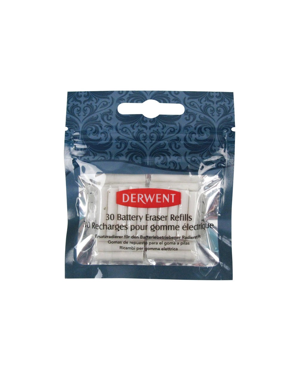 Recambio goma de borrar derwent para portagoma a pilas pack de 30 unidades
