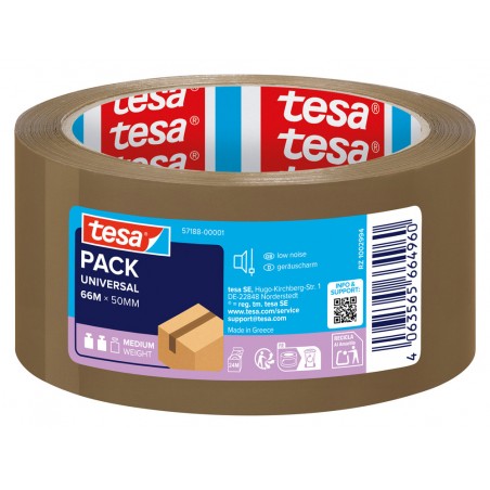 Cinta adhesiva tesa marron polipropileno 66 m x 50 mm para embalaje