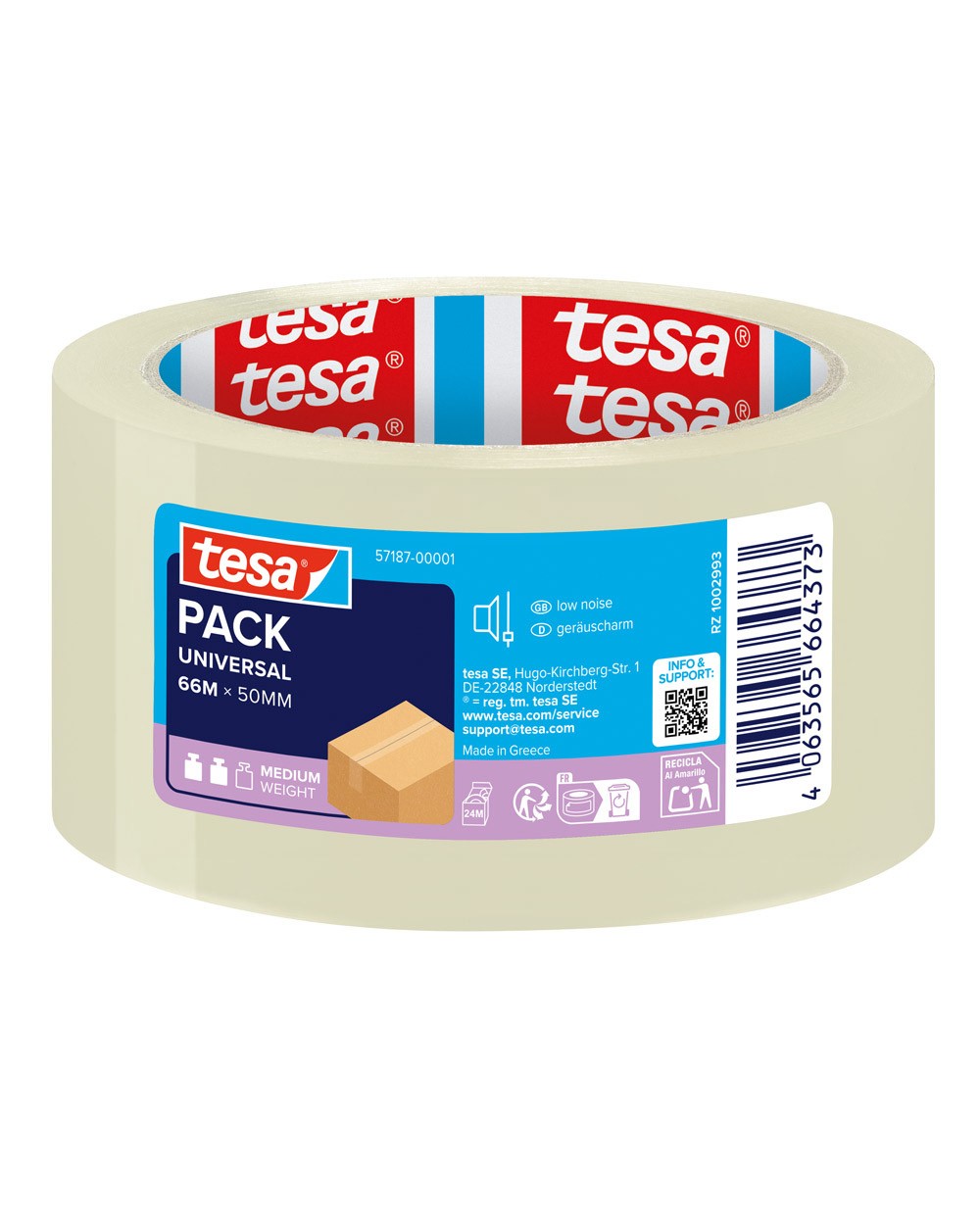 Cinta adhesiva tesa transparente polipropileno 66 m x 50 mm para embalaje