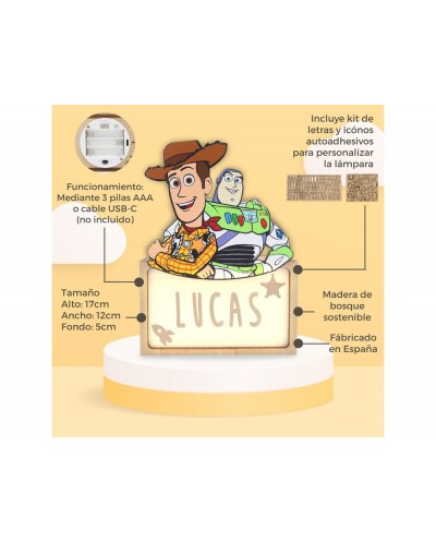 Lampara personalizable madera toy story