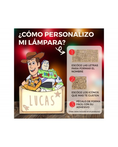 Lampara personalizable madera toy story