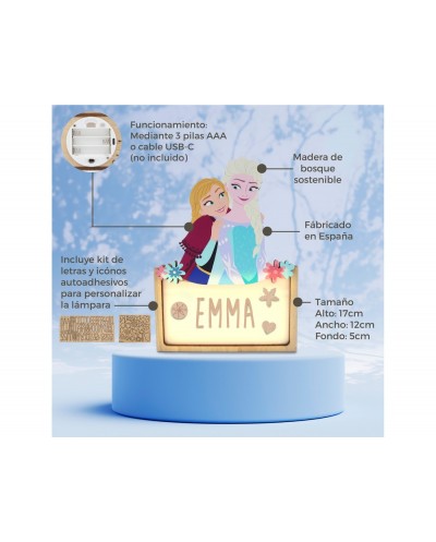 Lampara personalizable madera frozen