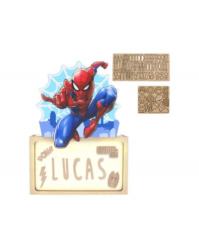 Lampara personalizable madera spiderman