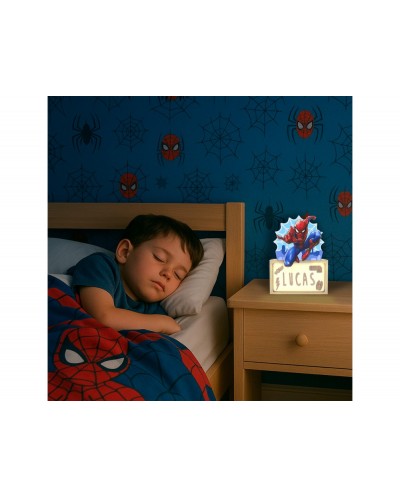 Lampara personalizable madera spiderman