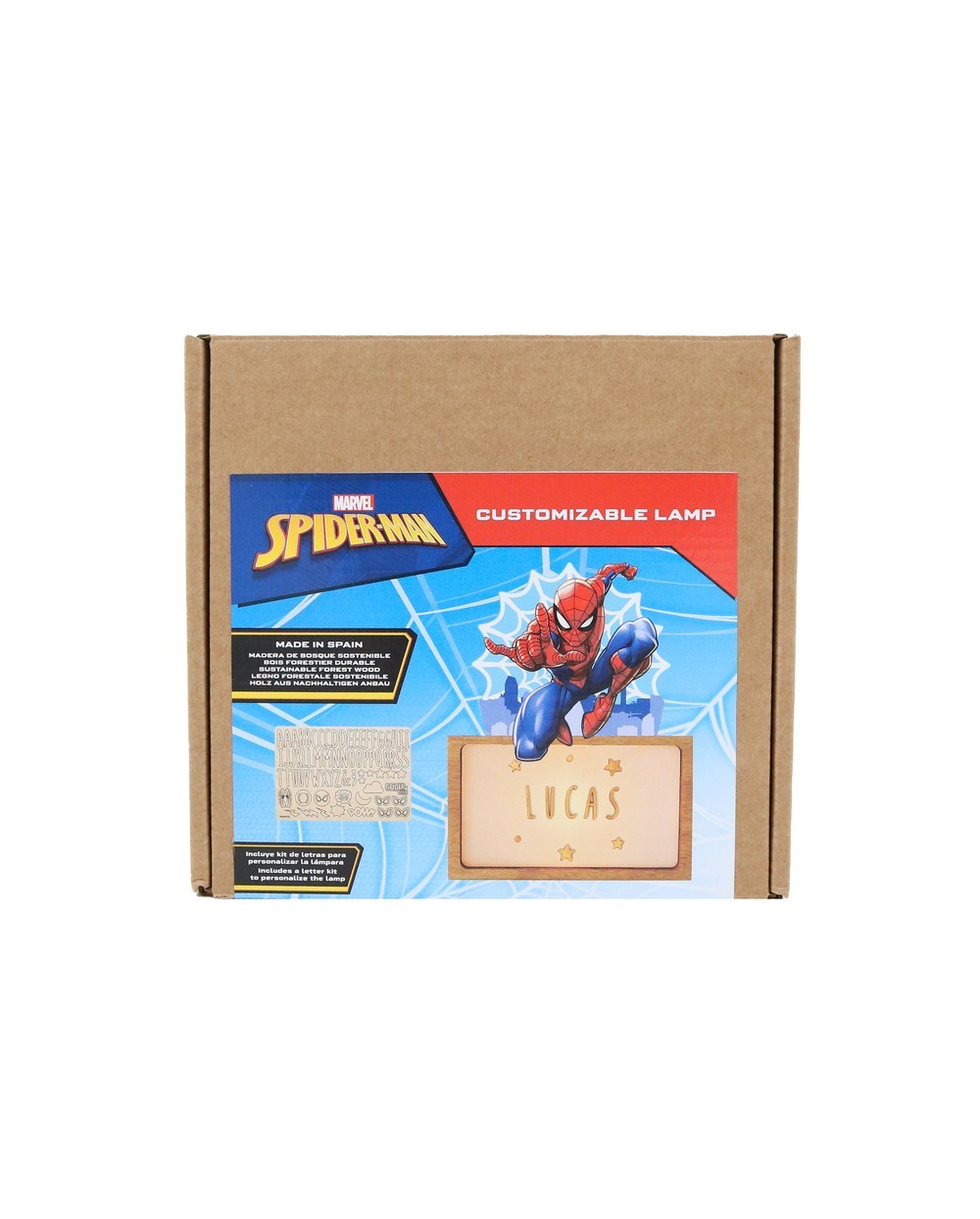 Lampara personalizable madera spiderman