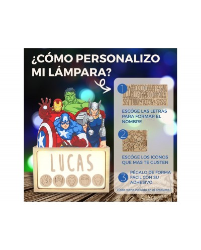 Lampara personalizable madera avengers