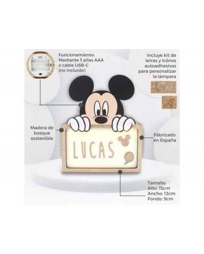 Lampara personalizable madera mickey
