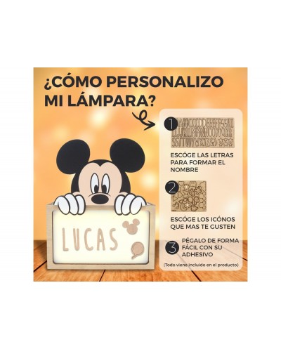 Lampara personalizable madera mickey