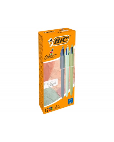 Boligrafo bic 4 colores tonos minerales punta 1 mm colores surtidos