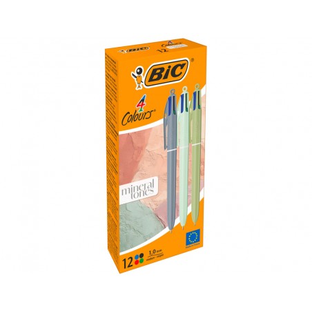 Boligrafo bic 4 colores tonos minerales punta 1 mm colores surtidos