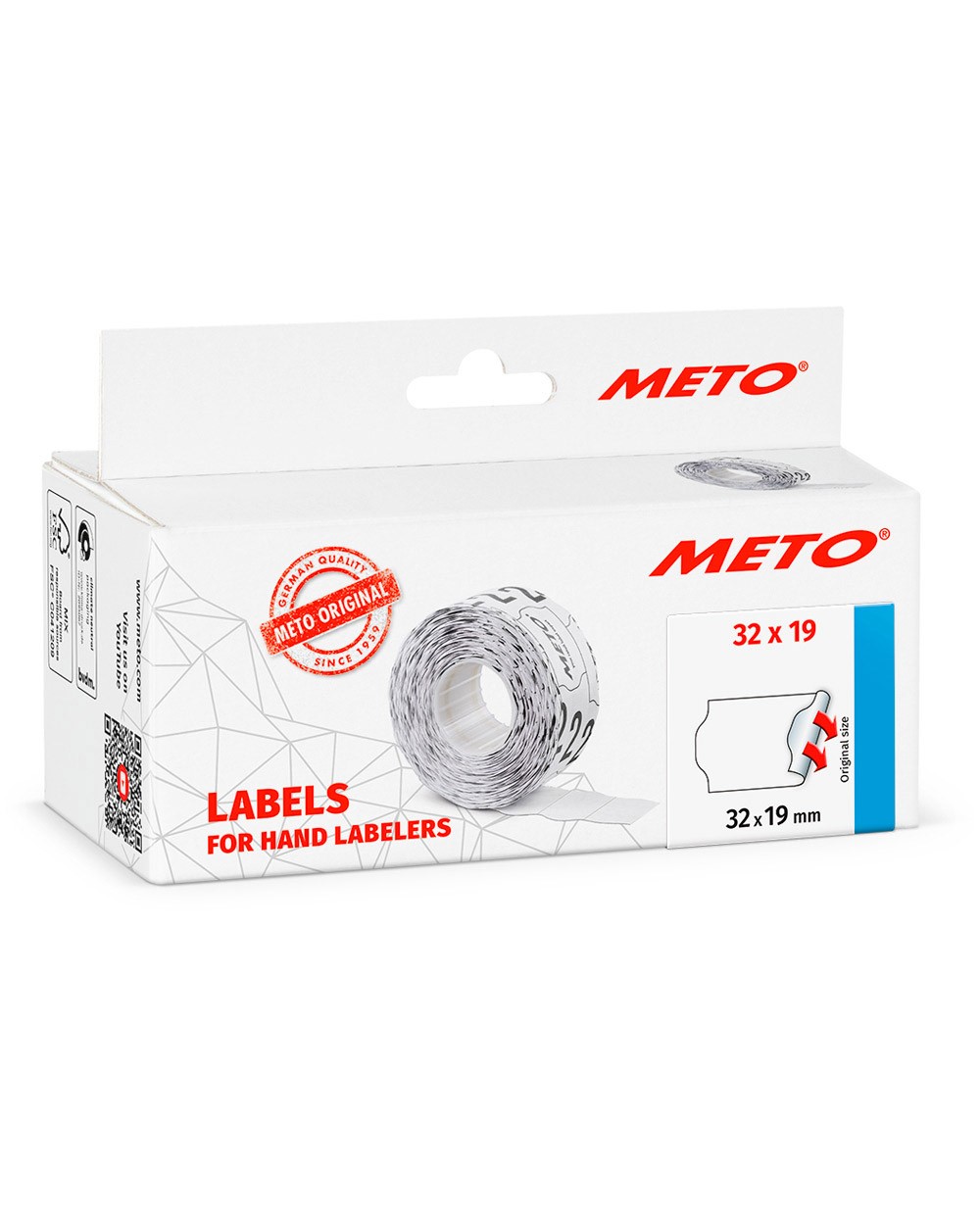 Etiquetas meto onduladas 32x19 mm blanca lisa adhesivo removible rollo de 1000 unidades