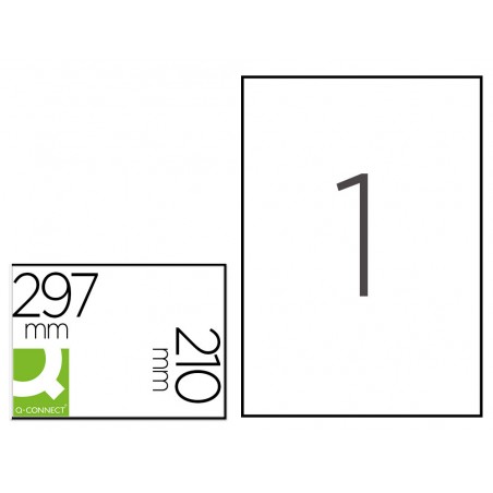 Etiqueta adhesiva q connect poliester a4 blanco alto brillo para impresoras inkjet pack con 20 hojas