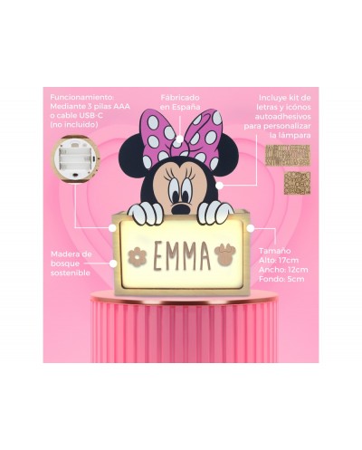 Lampara personalizable madera minnie
