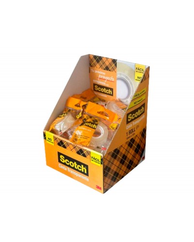 Cinta adhesiva scotch 508 transparente 33x19 mm facil de cortar expositor de 48 unidades