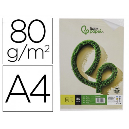 Papel liderpapel a5 reciclado 80 g paquete de 250 hojas