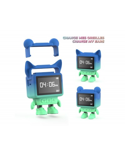 Reloj despertador bailarin con altavoz azul