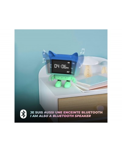 Reloj despertador bailarin con altavoz azul