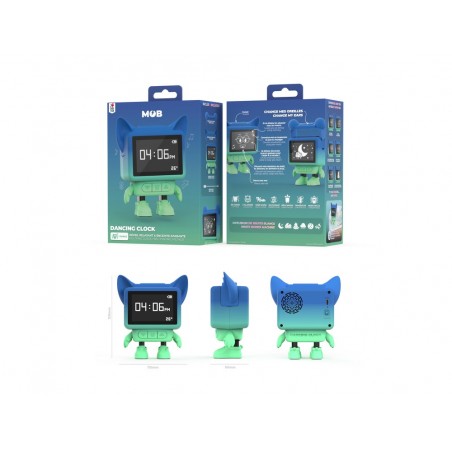 Reloj despertador bailarin con altavoz azul