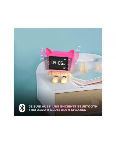 Reloj despertador bailarin con altavoz rosa