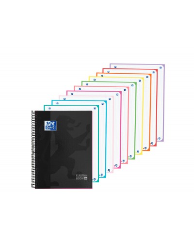 Cuaderno espiral oxford europeanbook 10 tapa extradura din a4 200 hojas cuadro 5 mm color negro