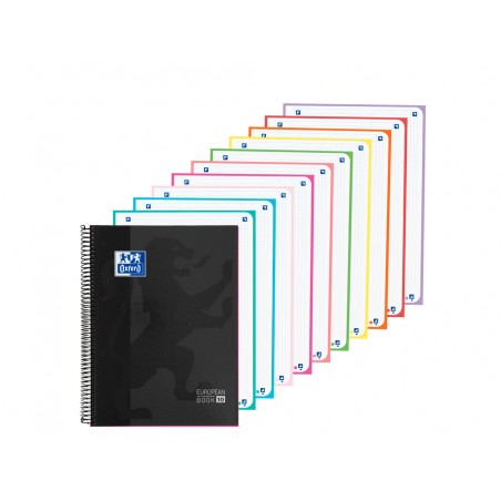 Cuaderno espiral oxford europeanbook 10 tapa extradura din a4 200 hojas cuadro 5 mm color negro