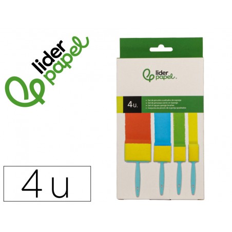 Esponja manualidades liderpapel pincel cuadrado goma foam caja con 4 unidades 25 40 50 75 mm