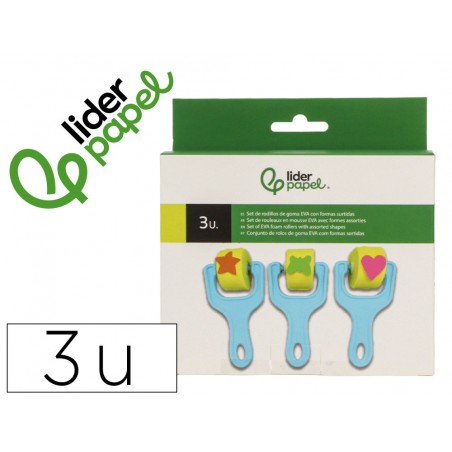 Esponja manualidades liderpapel rodillo con formas goma eva caja con 3 unidades
