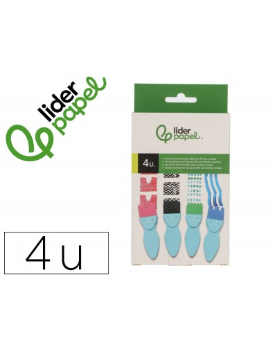 Esponja manualidades liderpapel pincel con formas goma eva caja con 4 unidades