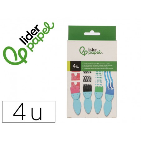 Esponja manualidades liderpapel pincel con formas goma eva caja con 4 unidades