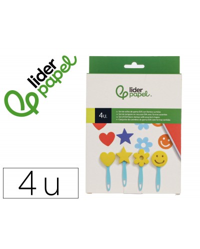 Esponja manualidades liderpapel espatula con formas goma eva caja con 4 unidades