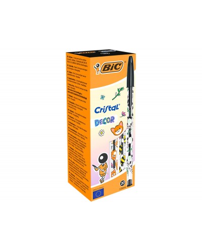 Boligrafo bic cristal kawaii negro punta 1 mm