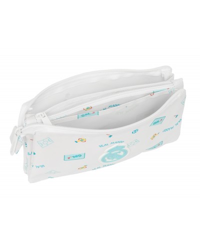 Bolso escolar portatodo safta triple real madrid blanca 120x220x30 mm