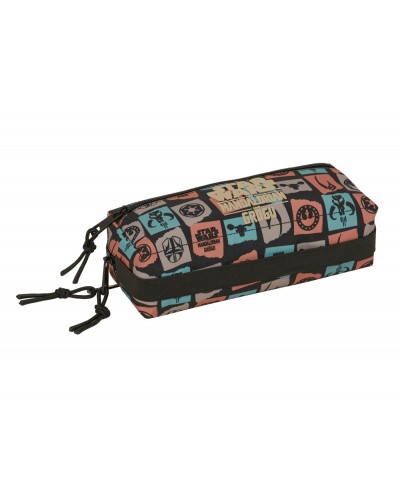 Bolso escolar portatodo safta rectangular con goma elastica 22 cm triple mandalorian grogu 85x220x60 mm