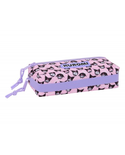 Bolso escolar portatodo safta rectangular con goma elastica 22 cm triple kuromi 85x220x60 mm