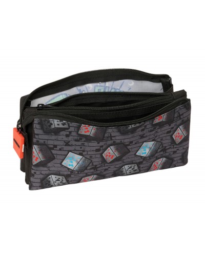 Bolso escolar portatodo safta triple minecraft grafitti 120x220x30 mm