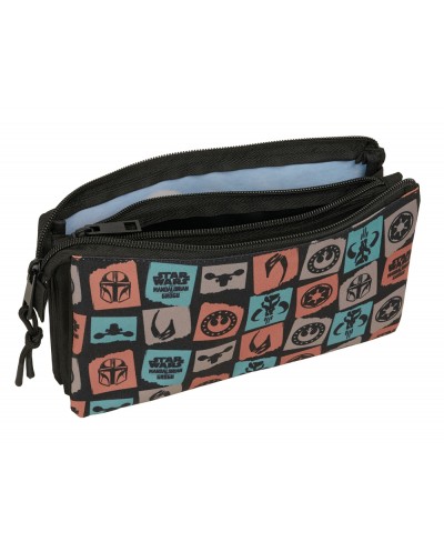 Bolso escolar portatodo safta triple mandalorian grogu 120x220x30 mm