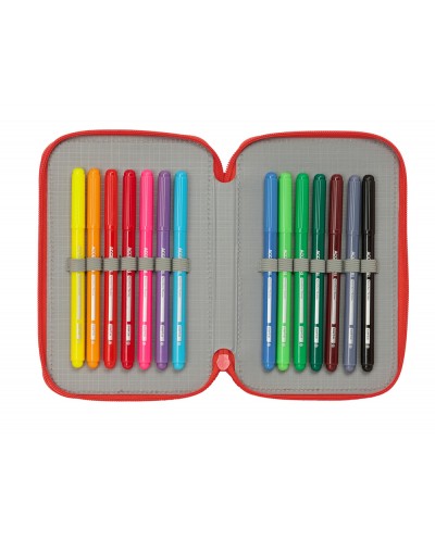 Plumier escolar safta super mario triple cremallera 37 piezas 195x125x55 mm