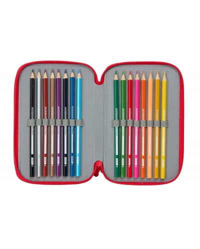 Plumier escolar safta sevilla fc triple cremallera 37 piezas 195x125x55 mm