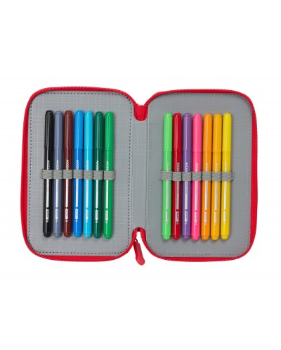 Plumier escolar safta sevilla fc triple cremallera 37 piezas 195x125x55 mm
