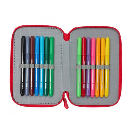 Plumier escolar safta sevilla fc triple cremallera 37 piezas 195x125x55 mm