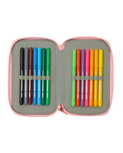 Plumier escolar safta estrellas triple cremallera 37 piezas 195x125x55 mm