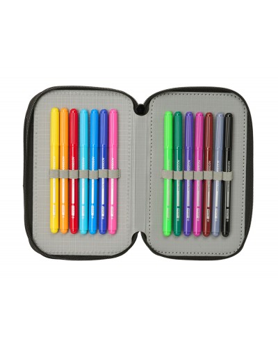 Plumier escolar safta real betis balompie triple cremallera 37 piezas 195x125x55 mm